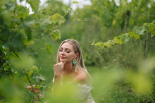 Load image into Gallery viewer, The Pink Reef Puff Heart Earring in Turquoise Golden Fleck