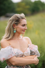 Load image into Gallery viewer, The Pink Reef Puff Heart Earring in Turquoise Golden Fleck