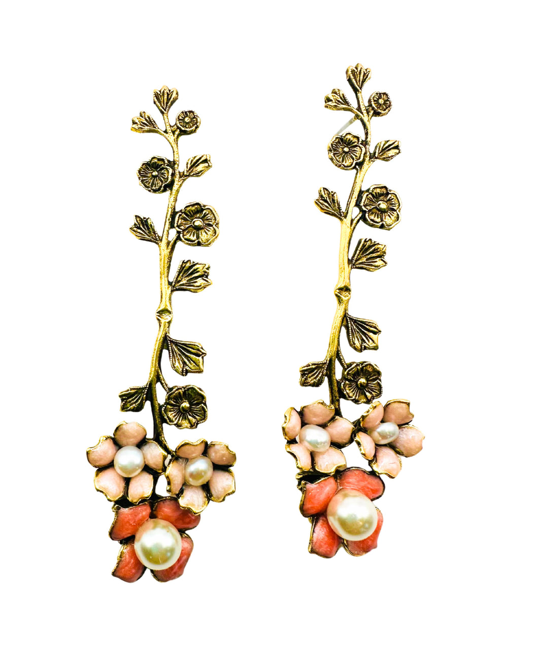 The Pink Reef Trellis Earrings in Coral