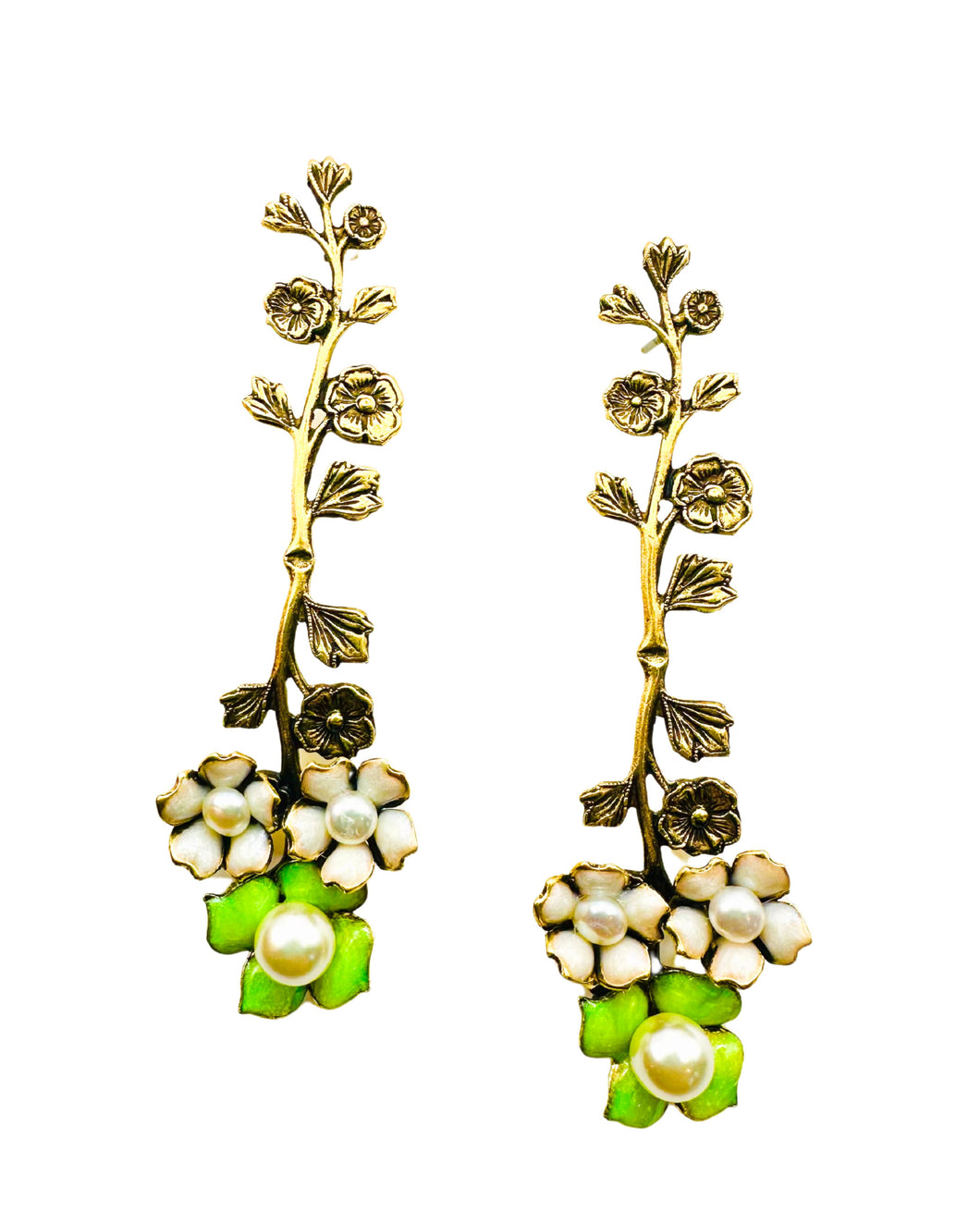 The Pink Reef Trellis Earrings in Lime