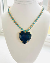 Load image into Gallery viewer, The Pink Reef Heart of the Ocean Necklace in navy