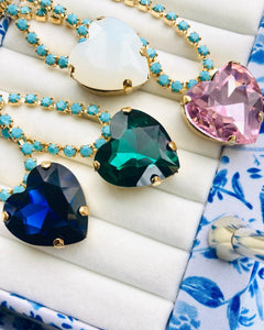 The Pink Reef Heart of the Ocean Necklace in navy