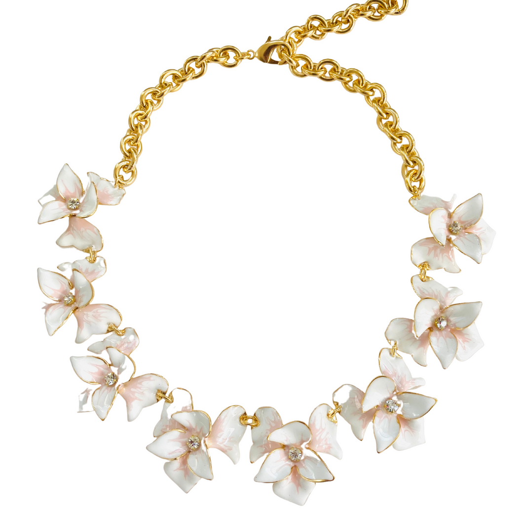 The Pink Reef Necklace in White Orchid with Pale Pink