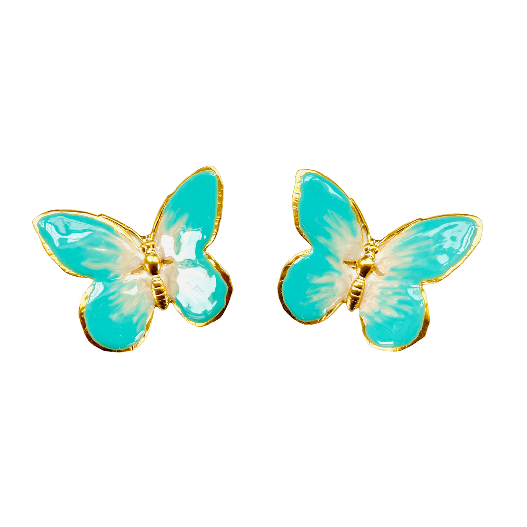 The Pink Reef Oversized Glassine Butterfly in Turquoise and Pearl