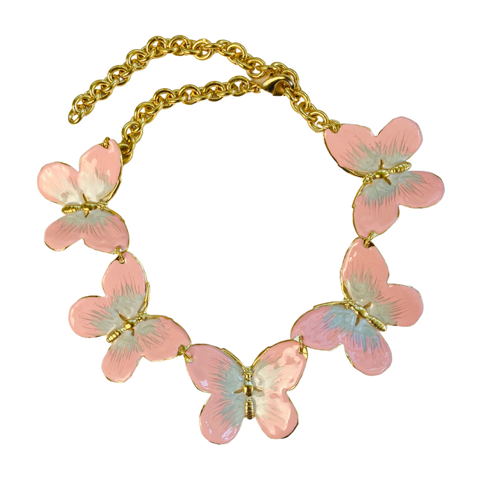 The Pink Reef Oversized Butterfly Necklace in Pink