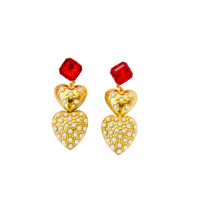 The Pink Reef Double Pearl Heart with Ruby Top