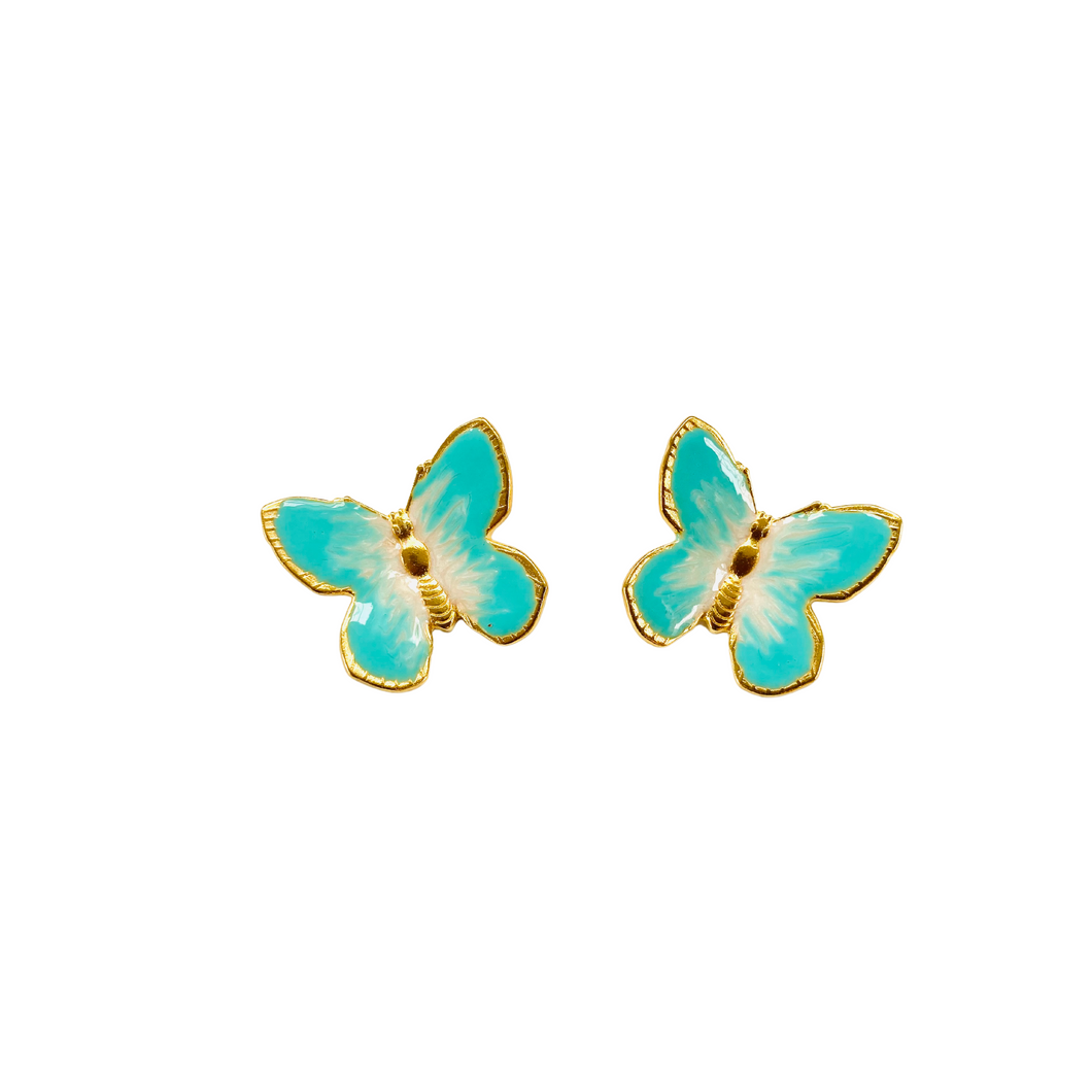 The Pink Reef Small Glassine Butterfly in Turquoise and Pearl