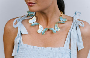 The Pink Reef Oversized Butterfly Necklace in Ocean