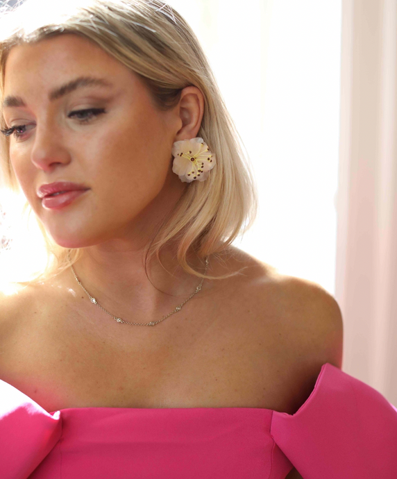 The Pink Reef blush chiffon stud