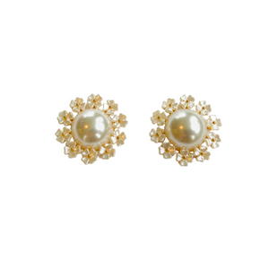 The Pink Reef Oversized Pearl Circle Floral Stud