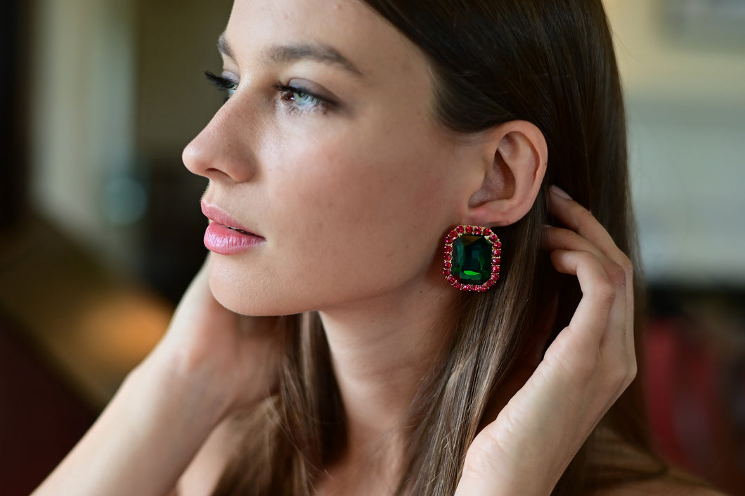 The Pink Reef Oversized Emerald Stud