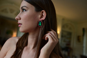 The Pink Reef Oversized Emerald Stud